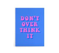 Artery8 Don't Overthink It Simple Retro Pink Blue Canvas Wall Art Print | Size: W12" x H16" Artery8 Blue W12" x H16"