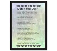 Don't You Quit Poem Motivation Typography Quote A4 Artwork Framed Wall Art Print Artery8 Black One Size
