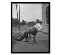 Artery8 Dorothea Lange Oklahoma Sheriff in Front of Jail Framed Wall Art Print in Grey | Size: A4 Artery8 Grey A4
