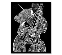 Double Bass Black White Jazz Music Player Design Framed Art Print Artery8 Black A4