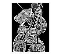 Artery8 Double Bass Black White Jazz Music Player Design Living Room Large Wall Art Poster Print Thick Paper 18X24 Inch