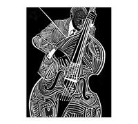 Artery8 Double Bass Black White Jazz Music Player Design Living Room Large Wall Art Poster Print Thick Paper 18X24 Inch