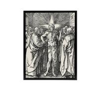 Artery8 Doubting Thomas Bible Scene Albrecht Durer Framed Canvas Wall Art in White | Size: W18" x H24" Artery8 White W18" x H24"
