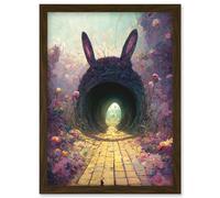 Doppelganger33 LTD Down The Rabbit Hole Alice In Wonderland Easter Bunny Tunnel Artwork Framed Wall Art Print A4