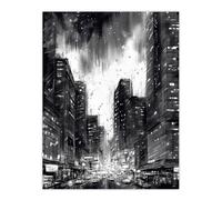 Artery8 Downtown Chicago Ink Sketch Cityscape Pen & Ink Charcoal Dark Moody Large Wall Art Poster Print Thick Paper 18X24 Inch | Size: W18" x H24" Artery8 Multicolor W18" x H24"