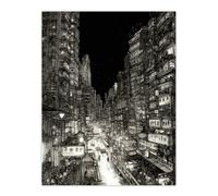 Artery8 Downtown Tokyo Sketch Cityscape Pen & Ink Drawing Japan Black White Extra Large XL Wall Art Poster Print