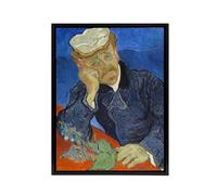 Artery8 Dr Paul Gachet Portrait Van Gogh Vintage Black Framed Canvas Wall Art in Blue | Size: W12" x H16" Artery8 Blue W12" x H16"