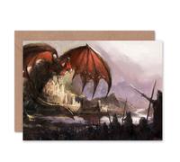 Artery8 Dragon Guarding Castle Army Battle Fantasy Concept Art Card Artery8 Multicolor