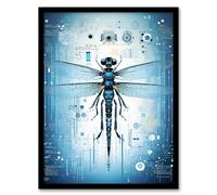 Artery8 Dragonfly Nanobot Robot Hybrid Secret Military Schematic Blueprint Futuristic Complex Arcane Manuscript Gift For Him Man Cave Artwork Framed Wall Art Print A4