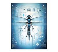 Artery8 Dragonfly Nanobot Robot Hybrid Secret Military Schematic Blueprint Futuristic Complex Arcane Manuscript Gift For Him Man Cave Extra Large XL Wall Art Poster Print
