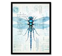 Artery8 Dragonfly Robot Hybrid Secret Military Weapon Schematic Blueprint Futuristic Complex Arcane Manuscript Gift For Him Man Cave Artwork Framed Wall Art Print A4