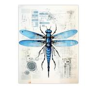 Artery8 Dragonfly Spy Bot Robot Hybrid Schematic Blueprint Futuristic Secret Complex Arcane Manuscript Gift For Him Man Cave Extra Large XL Wall Art Poster Print
