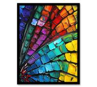 Artery8 Dragonfly Wing Close Up Colourful Oil Painting Framed Art Print | Size: A4 Artery8 Multicolor A4