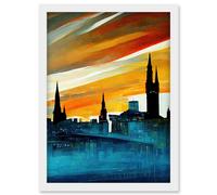 Doppelganger33 LTD Dramatic Glasgow City Skyline Modern Artwork Framed Wall Art Print A4