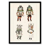 Artery8 Drawing from Hopi Natives Framed Wall Art Print A4 Artwork Hopi Kachinas : Cultural Tribal Artwork Suited For Study Or Living Space Showcasing Heritage And Sacred Spirit