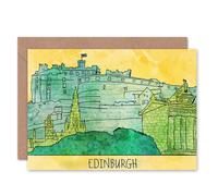 Artery8 Drawing Illustration Edinburgh Castle Scottish Scotland Card Artery8 Multicolor