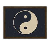 Artery8 Drawing Taoist Philosophy Yin Yang Black White Artwork Framed Wall Art Print A4