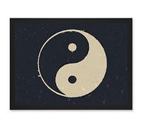 Artery8 Drawing Taoist Philosophy Yin Yang Black White Artwork Framed Wall Art Print A4