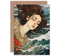 Artery8 Dreaming of the Sea Woman Sleeping Egon Schiele Style Wife Her Mum Sister Daughter Mom Gran Nan Thinking of You Get Well Soon Blank Art Greeting Card