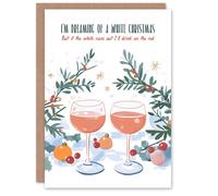 Artery8 Dreaming Of White Red Wine Lover Funny Christmas Greeting Card Artery8 Multicolor