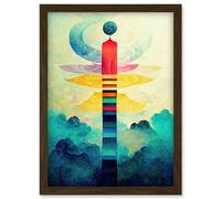 Artery8 Dreamy Mystical Spiritual Meditation Artwork Framed Wall Art Print A4 in Brown Artery8 Brown