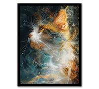 Artery8 Wall Art Print Dreamy Orange Maine Coon Cat Lover Pet Portrait Art Framed Poster in Black | Size: A4 Artery8 Black A4
