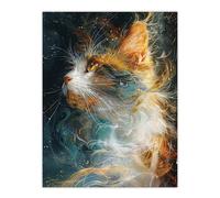 Artery8 Dreamy Orange Maine Coon Cat Lover Pet Portrait For Living Room Extra Large XL Wall Art Poster Print