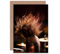 Artery8 Drummer Action Hard Rock Drums Music Gig Musician Custom Greeting Card Personalised Message Inside for Husband Him Dad Son Brother Birthday Thank You Congratulations