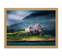 Duart Castle Scotland Isle Mull A4 Artwork Framed Wall Art Print Artery8 Light Oak One Size