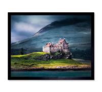 Artery8 Duart Castle Scotland Isle Mull Home Decor 12x16" Framed Art Print in Blue | Size: W12" x H16" Artery8 Blue W12" x H16"