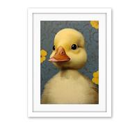 Artery8 Duckling with Flowers Oil Painting Kids Bedroom Baby Nursery Duck Artwork Framed Wall Art Print 18X24 Inch