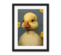 Artery8 Duckling with Flowers Oil Painting Kids Bedroom Baby Nursery Duck Artwork Framed Wall Art Print 18X24 Inch