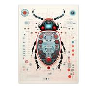 Artery8 Dung Beetle Robot Hybrid Secret Military Schematic Blueprint Futuristic Complex Arcane Manuscript Gift For Him Man Cave Extra Large XL Wall Art Poster Print