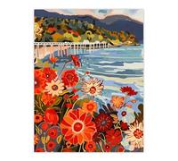 Artery8 Dunoon Pier Floral Scottish Seaside Spring Living Room Large Wall Art Poster Print Thick Paper 18X24 Inch
