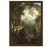 Durand Kindred Spirits Painting Cliffs Landscape Artwork Framed Wall Art Print A4 Artery8 Brown One Size