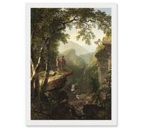 Artery8 Durand Kindred Spirits Painting Cliffs Landscape Artwork Framed Wall Art Print A4 in White Artery8 White