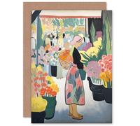 Artery8 Dutch Pastel Painting Flower Market for Wife Her Mum Sister Daughter Mom Gran Nan Birthday Thank You Congratulations Blank Art Greeting Card