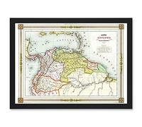 Artery8 Duvotenay 1846 Map Colombia Guyana Americas Artwork Framed Wall Art Print A4