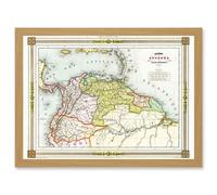 Artery8 Duvotenay 1846 Map Colombia Guyana Americas Artwork Framed Wall Art Print A4
