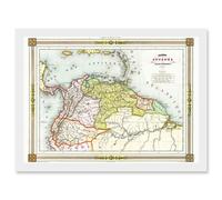 Artery8 Duvotenay 1846 Map Colombia Guyana Americas Artwork Framed Wall Art Print A4