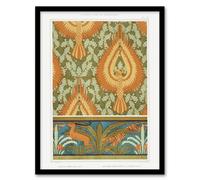 Artery8 Eagle Antelope & Tiger Patterns Vintage Framed Wall Art Print Verneuil in Orange | Size: W12" x H16" Artery8 Orange W12" x H16"