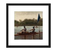 Artery8 Eakins Biglin Brothers Turning The Stake 8X8 Inch Square Wooden Framed Wall Art Print Picture with Mount in Black Artery8 Black