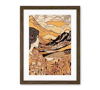 Artery8 Earth Goddess Blooming Flowers Mountain Landscape Artwork Framed Wall Art Print 18X24 Inch