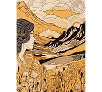 Artery8 Earth Goddess Blooming Flowers Mountain Landscape Extra Large XL Wall Art Poster Print