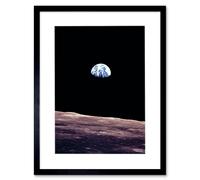 Wee Blue Coo Space Photo Planet Earth Lunar Surface Moon Cool USA Framed Wall Art Print