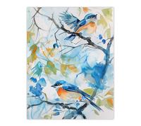 Artery8 Eastern Bluebirds in Tree Watercolour Bird Lover Living Room Extra Large XL Wall Art Poster Print