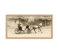 Artery8 Edgar Chahine Victoria 1907 Woman Horse Carriage Framed Wall Art Print Long 25X12 Inch