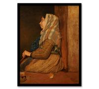 Artery8 Edgar Degas Framed Wall Art Print A Roman Beggar Woman Portrait in Brown | Size: A3 Artery8 Brown A3