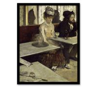Artery8 Edgar Degas Framed Wall Art Print In a Cafe Absithe Drinkers Painting in Grey | Size: A3 Artery8 Grey A3