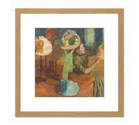Artery8 Edgar Degas The Millinery Shop 8X8 Inch Square Wooden Framed Wall Art Print Picture with Mount in Light Oak Artery8 Light Oak